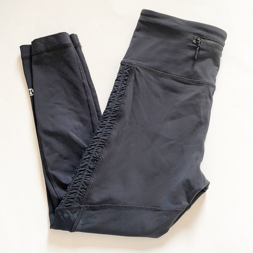 lululemon black cropped ruched leggings